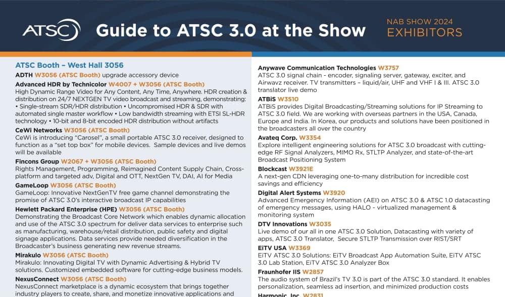 ATSC NAB Show Programming